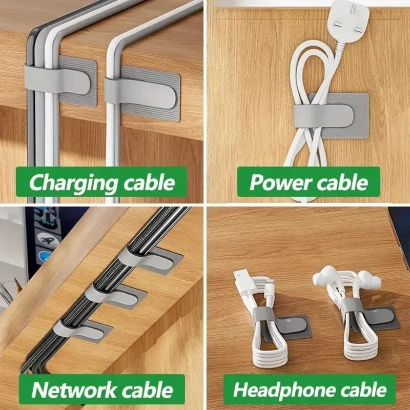 10/20Pcs Self Adhesive Reusable Cable Ties Wire Organizer Storage Stand Mouse Earphone Data Cord Desktop Tidy Management Winder
