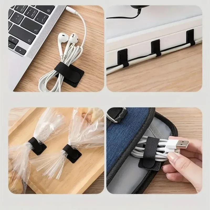 10/20Pcs Self Adhesive Reusable Cable Ties Wire Organizer Storage Stand Mouse Earphone Data Cord Desktop Tidy Management Winder