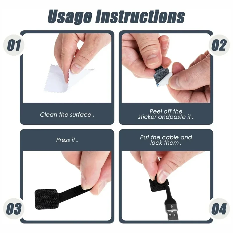 10/20Pcs Self Adhesive Reusable Cable Ties Wire Organizer Storage Stand Mouse Earphone Data Cord Desktop Tidy Management Winder