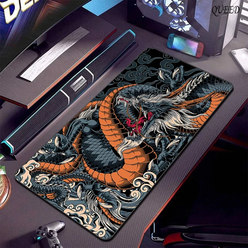 Black and White Dragon Large Mouse Mat Gaming Mousepad Big Rubber Base Mouse Pad Purple Deskpad Eyboard Mats Mousepads 400x900