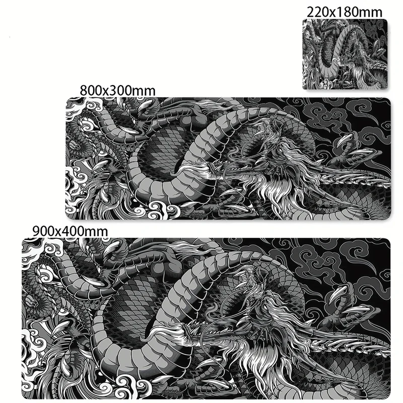 Black and White Dragon Large Mouse Mat Gaming Mousepad Big Rubber Base Mouse Pad Purple Deskpad Eyboard Mats Mousepads 400x900