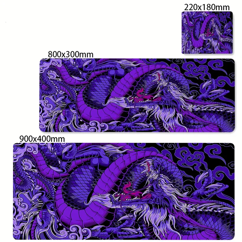 Black and White Dragon Large Mouse Mat Gaming Mousepad Big Rubber Base Mouse Pad Purple Deskpad Eyboard Mats Mousepads 400x900