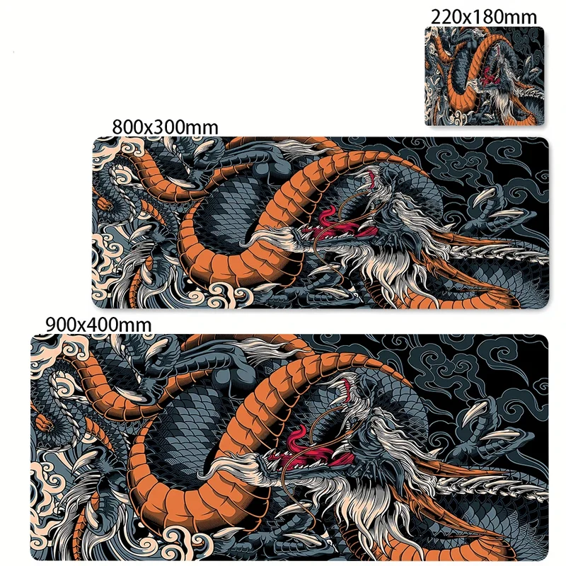 Black and White Dragon Large Mouse Mat Gaming Mousepad Big Rubber Base Mouse Pad Purple Deskpad Eyboard Mats Mousepads 400x900