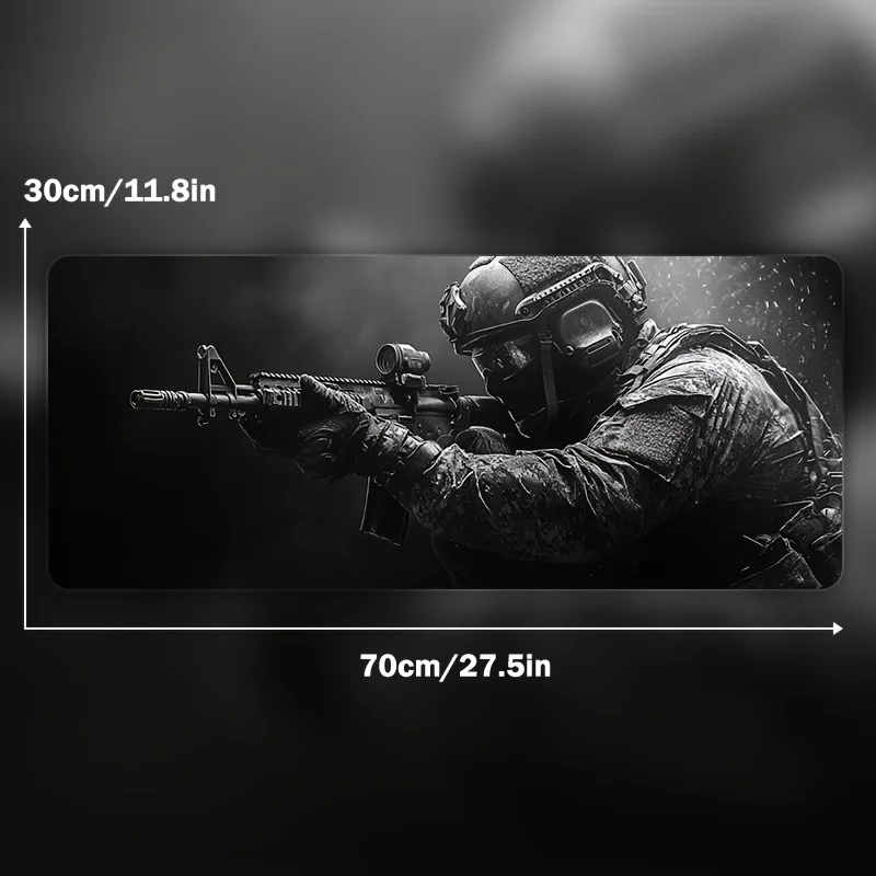 Large Mouse Pad Tactical Soldier Design Non-Slip XXL Desk Pad Gaming Accessories Stitched Edges for Home and Game for FPS Gamer