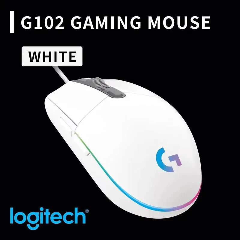 Logitech G102 Wired Gaming Mouse Adjustable DPI 16.8M RGB Colors Mechanical Buttons Ergonomic Design for Competitive Gamers