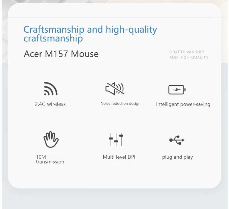 Acer 2.4Ghz Wireless Mouse Optical Portable Business Office Silent Mouse Suitable For Computer Laptop Notebook PC Esports Games