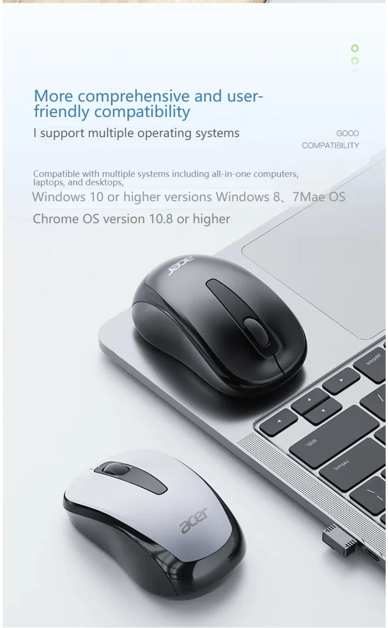 Acer 2.4Ghz Wireless Mouse Optical Portable Business Office Silent Mouse Suitable For Computer Laptop Notebook PC Esports Games