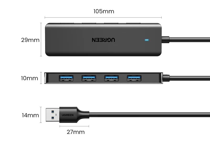 UGREEN USB 3.0 HUB 4 Ports USB-C HUB Slim for Mouse Keyboard Compatible with MacBook Pro Air Laptop Desktop PC Xbox PS5 Splitter