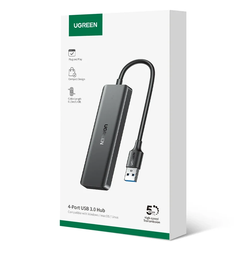 UGREEN USB 3.0 HUB 4 Ports USB-C HUB Slim for Mouse Keyboard Compatible with MacBook Pro Air Laptop Desktop PC Xbox PS5 Splitter