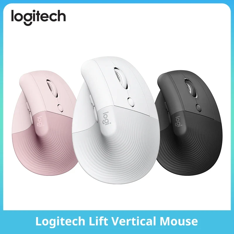 Logitech Lift Vertical Mouse Ergonomic Wireless With Silent Click Bluetooth/Usb Dual Mode For Pc Laptop Tablet Wrist Pain
