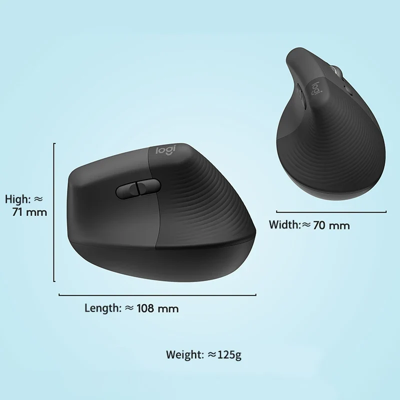 Logitech Lift Vertical Mouse Ergonomic Wireless With Silent Click Bluetooth/Usb Dual Mode For Pc Laptop Tablet Wrist Pain