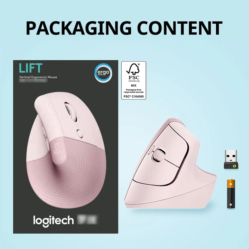 Logitech Lift Vertical Mouse Ergonomic Wireless With Silent Click Bluetooth/Usb Dual Mode For Pc Laptop Tablet Wrist Pain