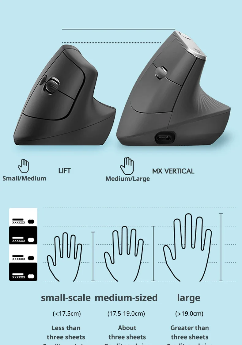 Logitech Lift Vertical Mouse Ergonomic Wireless With Silent Click Bluetooth/Usb Dual Mode For Pc Laptop Tablet Wrist Pain