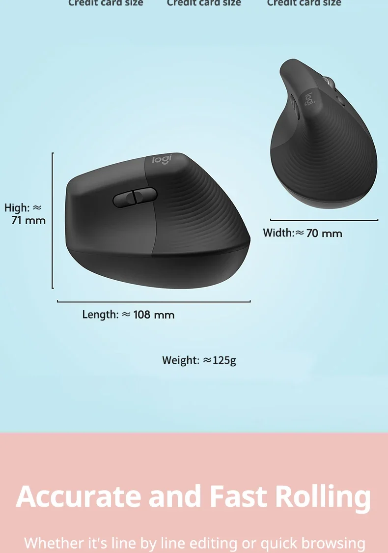 Logitech Lift Vertical Mouse Ergonomic Wireless With Silent Click Bluetooth/Usb Dual Mode For Pc Laptop Tablet Wrist Pain