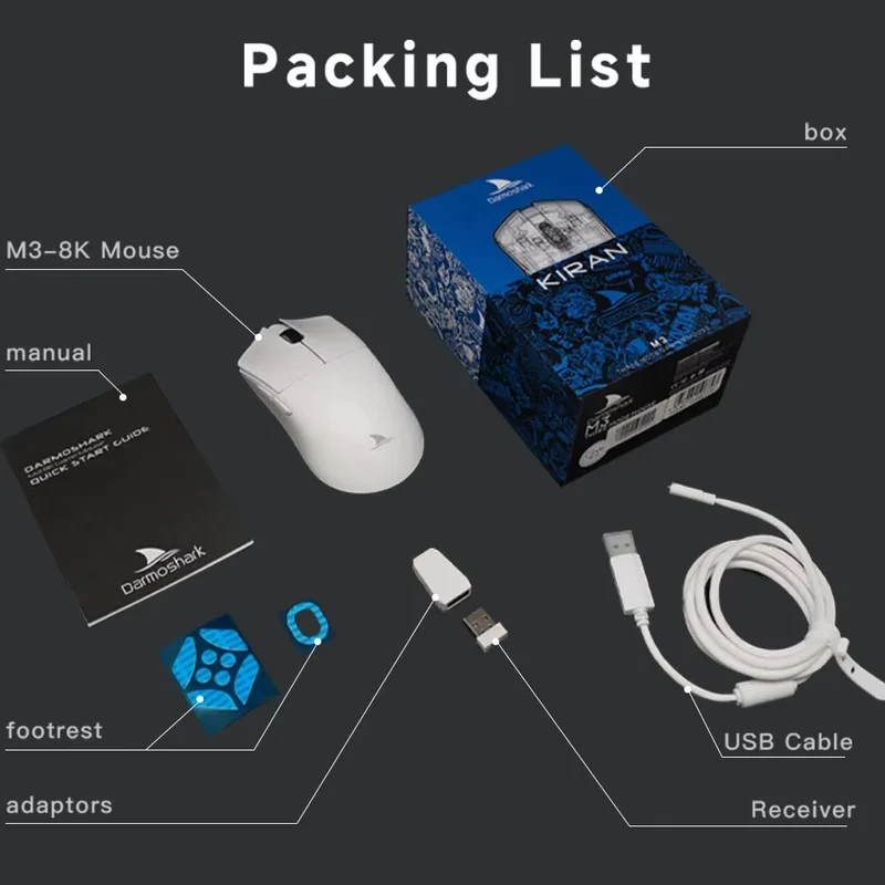 Darmoshark M3 V2 Gaming Mouse Double 8K Wireless Tri Mode 26KDPI PAW3395 Sensor Big Hand Game Macro Mouse For Computer Laptop PC