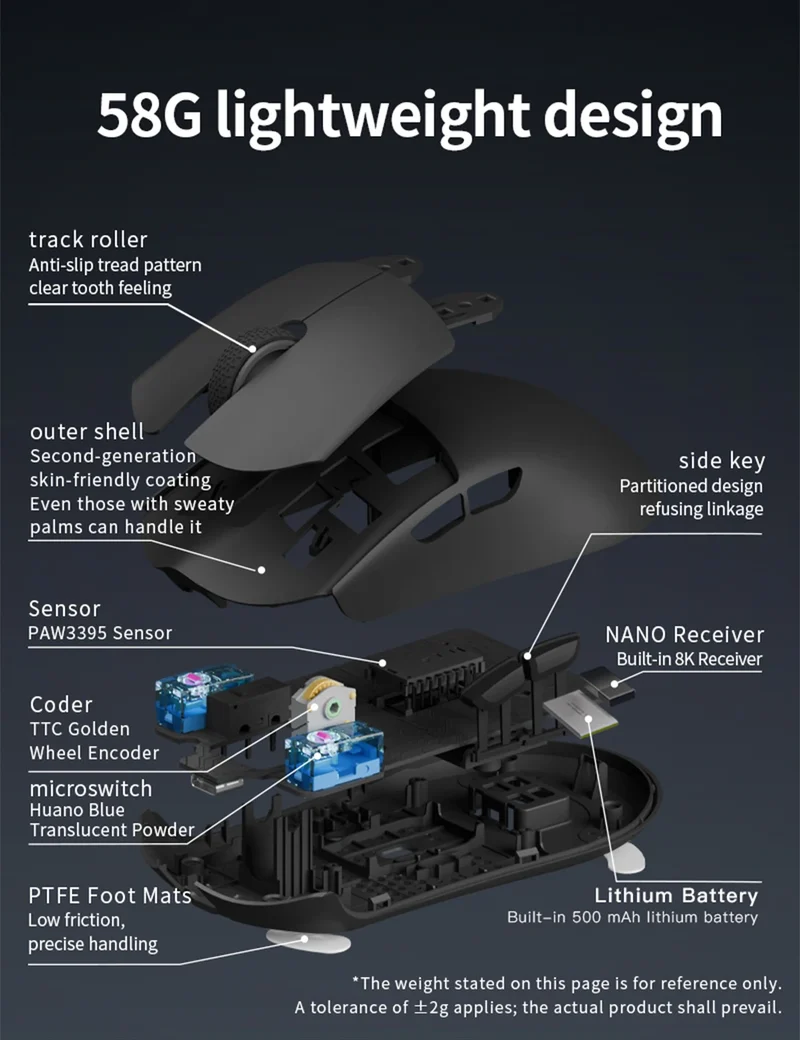 Darmoshark M3 V2 Gaming Mouse Double 8K Wireless Tri Mode 26KDPI PAW3395 Sensor Big Hand Game Macro Mouse For Computer Laptop PC