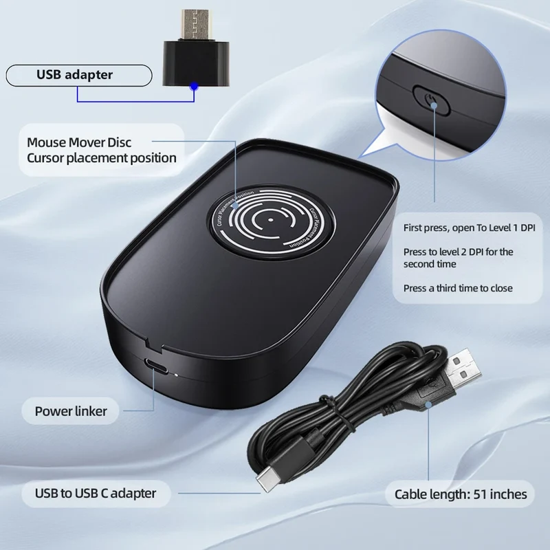 Undetectable Mouse Jiggler 5V 1A Simulate Mouse Mover Wired Wireless Mouse Compatible for Computer Awakening for Keeps PC Active