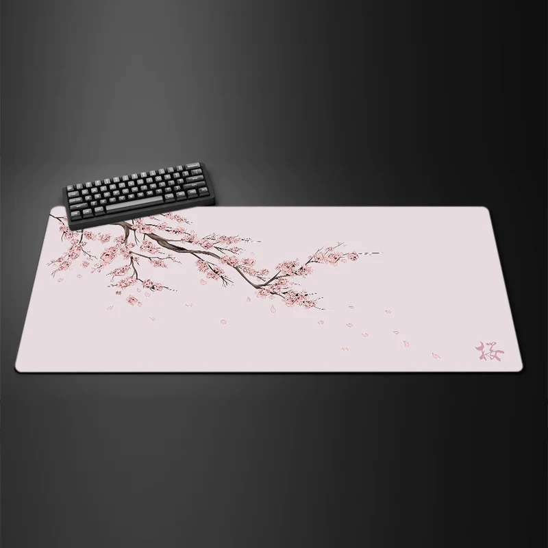 Black Sakura Gaming Mouse Pad Kawaii Purple Desk Mat Large Office Carpet Accessories Cherry Blossom Mousepad Gamer Computer Mats