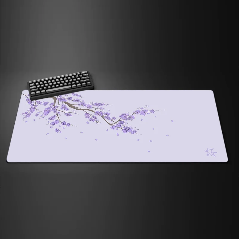 Black Sakura Gaming Mouse Pad Kawaii Purple Desk Mat Large Office Carpet Accessories Cherry Blossom Mousepad Gamer Computer Mats