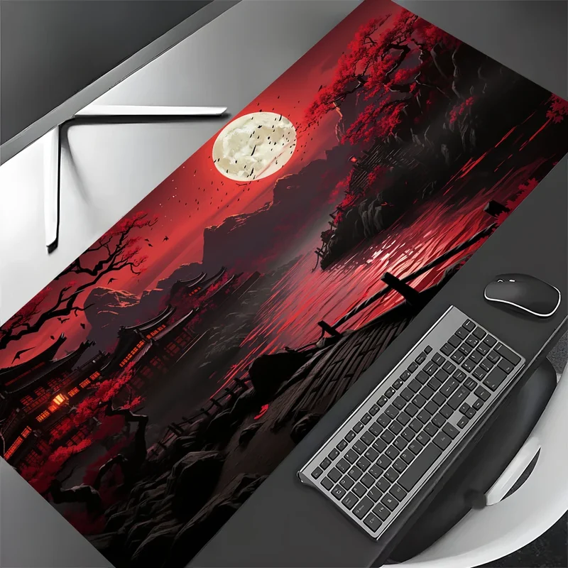 Red and Black Art Landscapes Large Mouse Pad Anti-Slip Durable Desk Mat Offices Accessories Keyboard Mouse Mat Tapis De Bureau