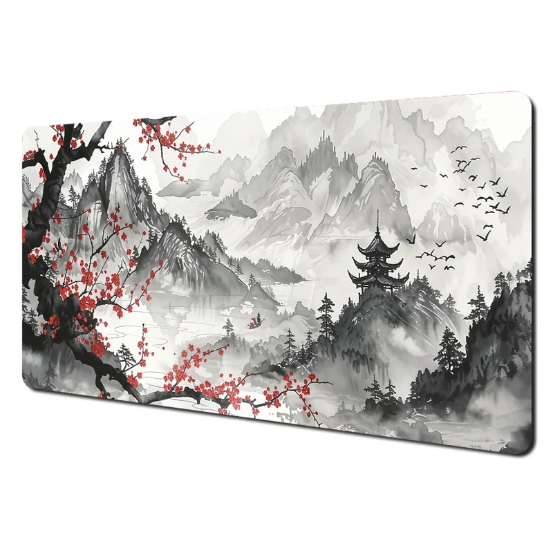 Red and Black Art Landscapes Large Mouse Pad Anti-Slip Durable Desk Mat Offices Accessories Keyboard Mouse Mat Tapis De Bureau