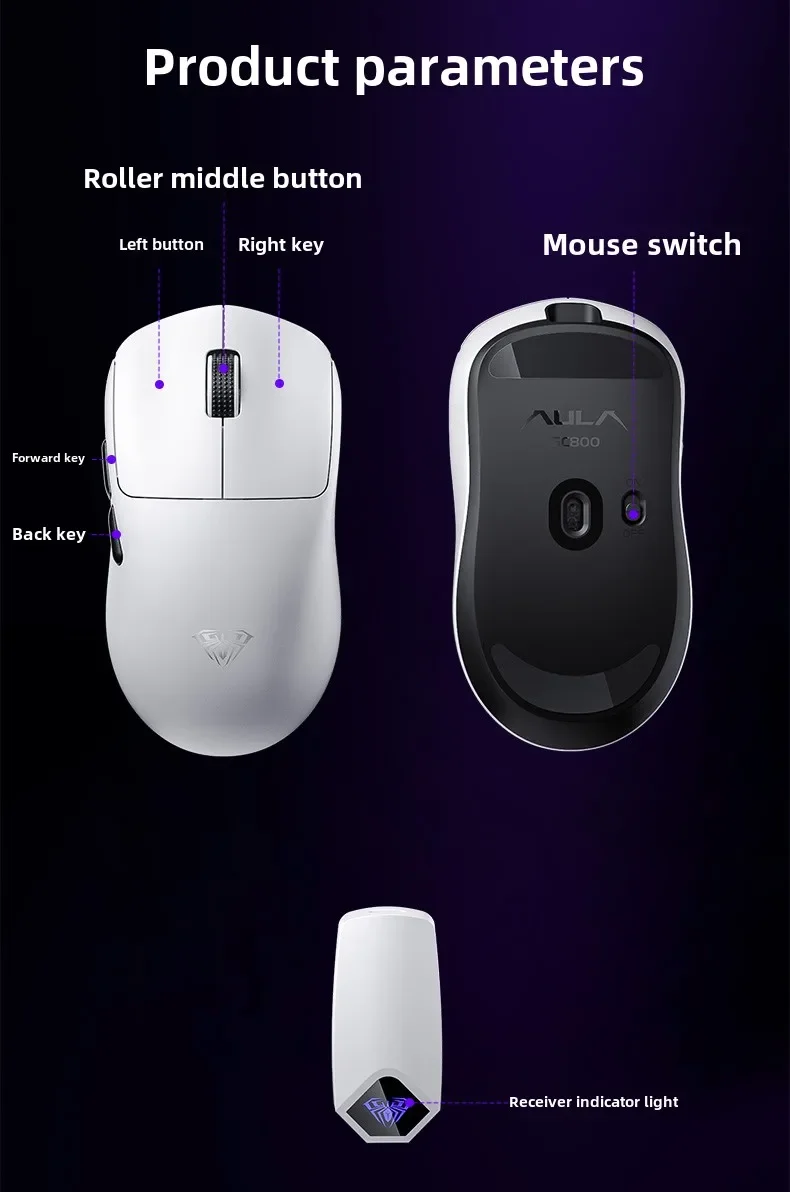 AULA SC800 Gaming Mouse USB-C Wired/2.4G 37g Lightweight 8K Paw3395 Sensor Customized Mice PC E-Sports Gamer Accessories Gifts