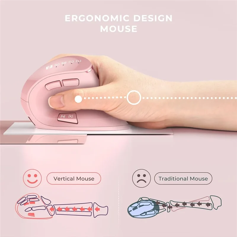 JOMAA 2.4G Wireless Mouse Rechargeable Bluetooth Mouse Ergonomic Vertical Mouse for Mac Windows Laptop Tablet Gaming Mause