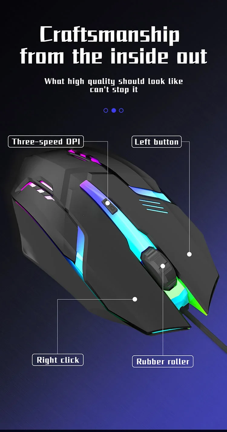Latest high-quality ergonomic gaming mouse, suitable for desktop and laptop computers, 4-button USB RGB backlit mouse
