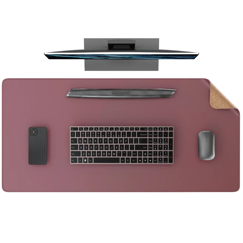 Dual Sided Desk Mat,Leather Desk Pad,Black Cork Desk Mat Protector,Large Mouse Pad,Desk Writing Pad for Office and Home