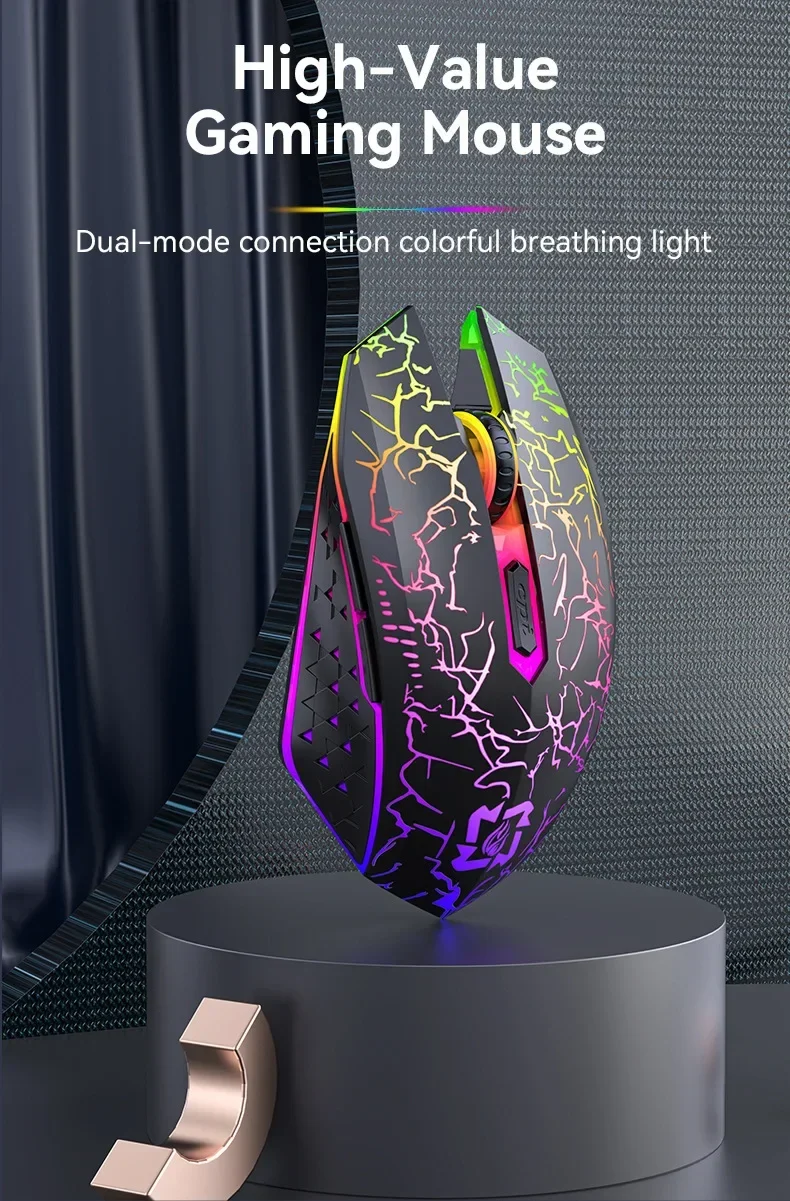 Bluetooth 5.2 Wireless Mouse RGB Gaming Mouse Silent Mouse Rechargeable Mouse 800-1200-1600 DPI Mouse Mice for PC Laptop Macbook