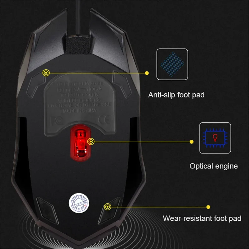 USB Wired Gaming Mouse 5000 DPI 3 Buttons Silent Mause Backlit Professional Gamer Mice Ergonomic Computer Mouse For PC Laptop