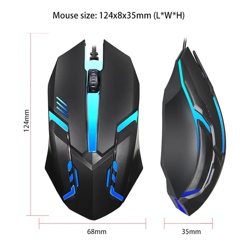 USB Wired Gaming Mouse 5000 DPI 3 Buttons Silent Mause Backlit Professional Gamer Mice Ergonomic Computer Mouse For PC Laptop