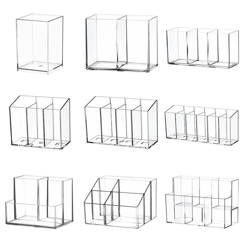 Pen Holder Desktop Stationery Storage Box Transparent Acrylic Multifunctional Student Pen Holder Office Note Pad Organizer Box