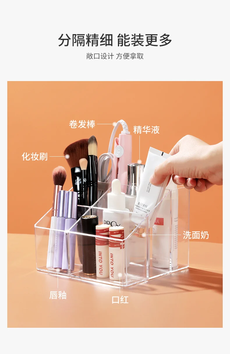 Pen Holder Desktop Stationery Storage Box Transparent Acrylic Multifunctional Student Pen Holder Office Note Pad Organizer Box