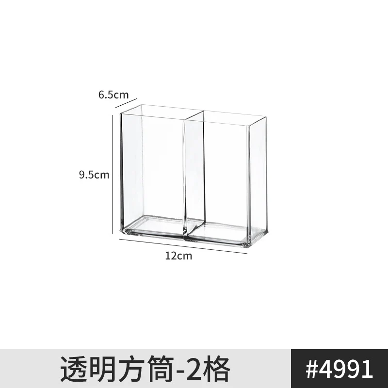 Pen Holder Desktop Stationery Storage Box Transparent Acrylic Multifunctional Student Pen Holder Office Note Pad Organizer Box