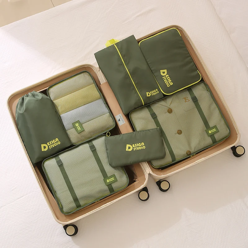 Dopamine Organizer Travel Bag suit Luggage Compressible Clothes Storage Pack Portable Storage Seven-Piece Set