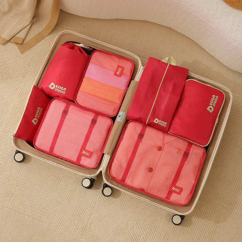 Dopamine Organizer Travel Bag suit Luggage Compressible Clothes Storage Pack Portable Storage Seven-Piece Set