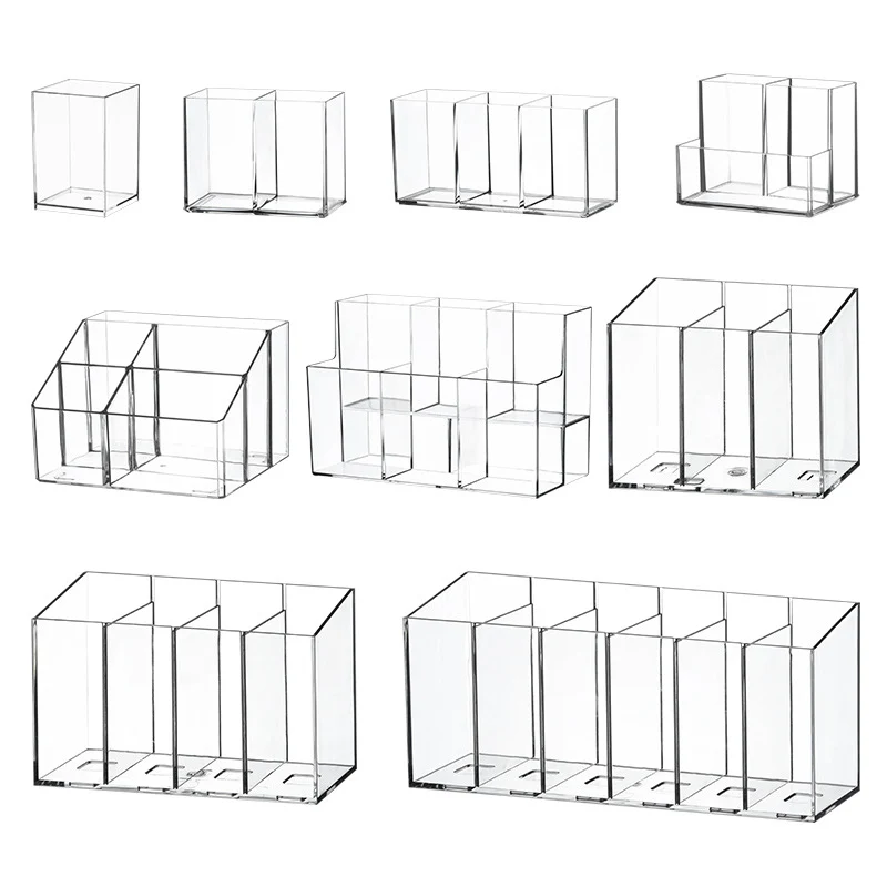 [Multiple Specifications] Transparent Square Storage Tube Detachable Cosmetics Organizer Box Cosmetics Storage Rack Mi Mu