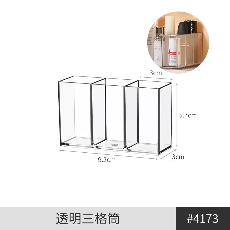 [Multiple Specifications] Transparent Square Storage Tube Detachable Cosmetics Organizer Box Cosmetics Storage Rack Mi Mu