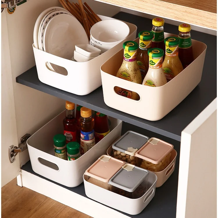 X5039 Desktop Storage Basket Cosmetics Storage Box Kitchen Drawer Miscellaneous Plastic Box Rectangular Organizer Box