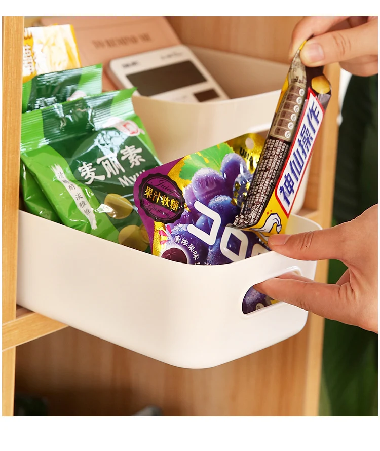 X5039 Desktop Storage Basket Cosmetics Storage Box Kitchen Drawer Miscellaneous Plastic Box Rectangular Organizer Box