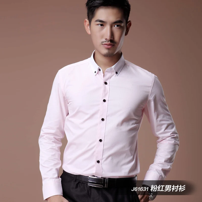2021 Korean Style Heterochromatic Color Matching Contrasting Collar Long-Sleeved Men's Shirt Slim Fit No-Iron Twill Men's Shirt Personalized Fashion