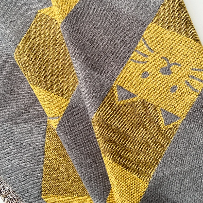 Niche Designer Cartoon Cat Cute Cashmere Scarf Women's Autumn and Winter Warm Thickened Neck Shawl New