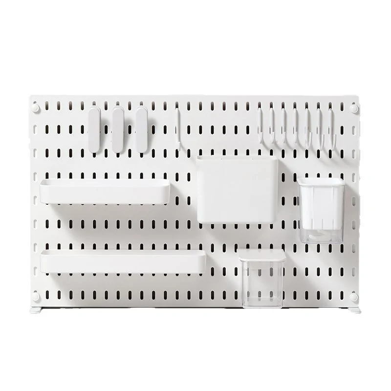 Desktop Perforated Board Storage Rack Organizer Office Partition Workstation Desk Stationery Organizer Shelf No Drilling Required