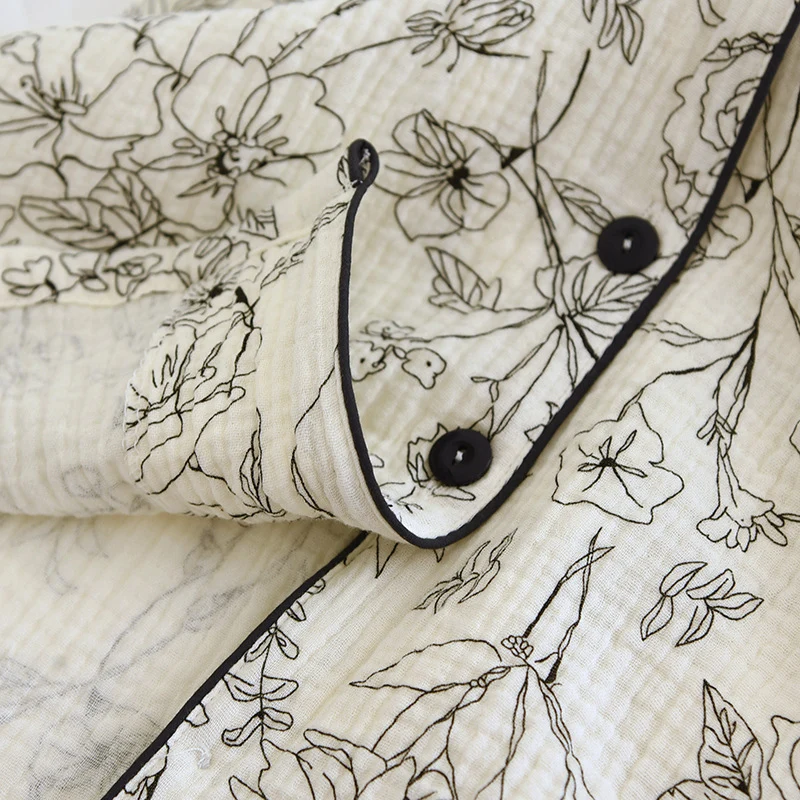 New pajamas women's summer cool pure cotton crepe vest suit outdoor home wear summer wholesale