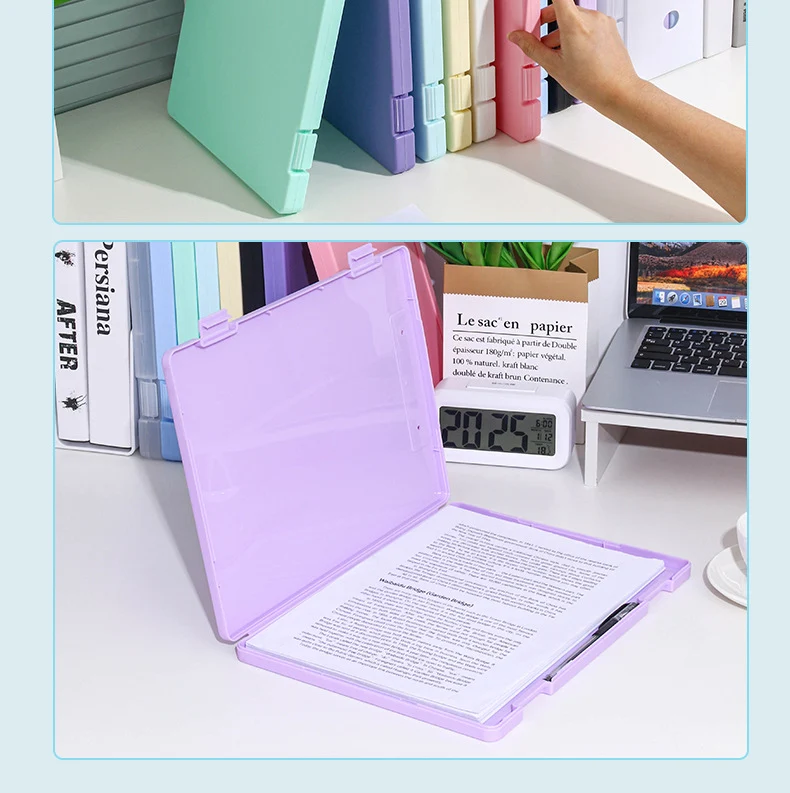 Plastic board folder file box copy writing board storage box A4 data box PP transparent office supplies finishing box