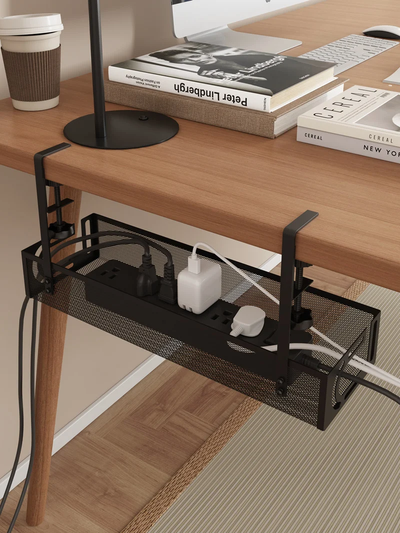 Cross-border desk under cable and wire management tray rack under counter finishing rack row storage rack socket organizer