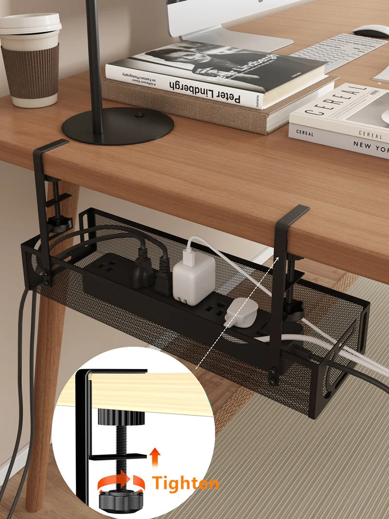 Cross-border desk under cable and wire management tray rack under counter finishing rack row storage rack socket organizer