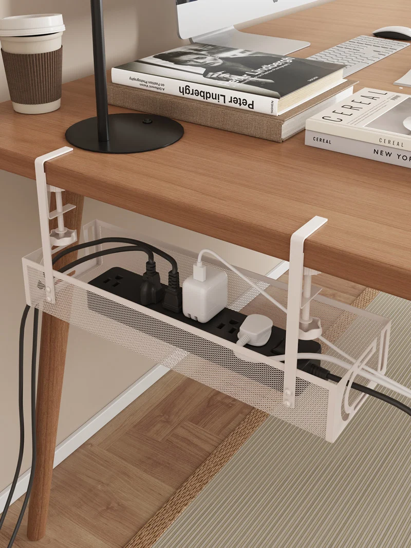 Cross-border desk under cable and wire management tray rack under counter finishing rack row storage rack socket organizer