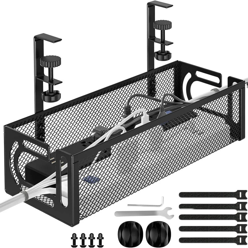 Cross-border desk under cable and wire management tray rack under counter finishing rack row storage rack socket organizer